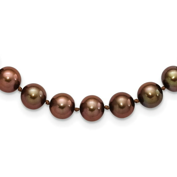 Primal Silver Sterling Silver Rhodium 8-9mm Brown Freshwater Cultured Pearl Necklace
