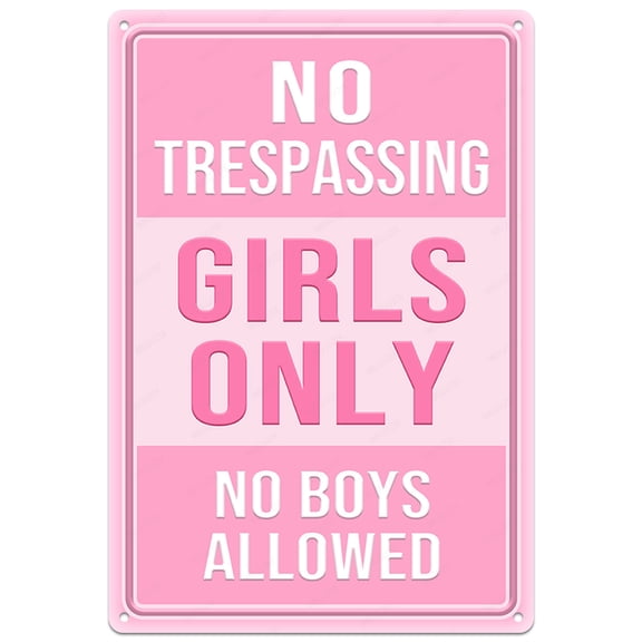 Funny Girls Only Metal Sign Light Pink Art Poster Room Decor No Trespassing No Boys Allowed 12" x 8" Aluminium Hanging Plaque for Home Bedroom Bathroom Girls Cave Dorm Wall Decorations