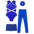 thumbnail image 3 of TTAO Gymnastics Athletic Leotard For Kids Girls With Shorts Leggings And Headband Set Sparkling Ballet Dance Unitard Blue 8, 3 of 5