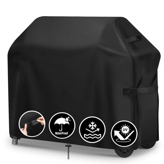LCGOD 60 Inch BBQ Grill Cover, Waterproof UV Resistant All Weather Protection with Adjustable Straps for Weber, Char Broil, Blackstone Gas Grills