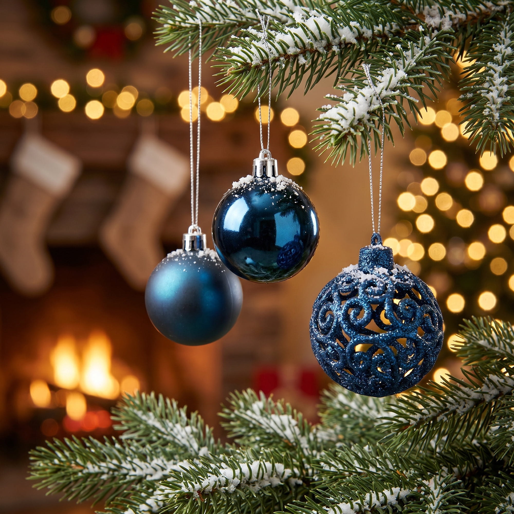 Unique Bargains 6 Pack Electroplated Sphere Orbs Christmas Tree Ornaments Navy Blue 2.4"