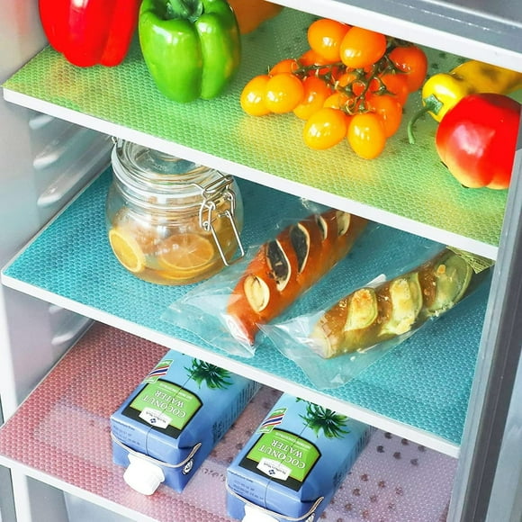 CHUANK Refrigerator Shelf Liners for Glass Shelves  8 PCS Washable Removable Blue Fridge Liners and Mats for Vegetables Drawers  Kitchen Cabinets  Placemats 17.7‘‘ x 11.4‘‘