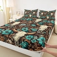 thumbnail image 3 of Castle Fairy Bull Skull Full Size Sheets 4-Piece for Boys Girls,Chic Floral Flower Breathable Bed Sheets,Bohemian Theme Lightweight Sheet Sets,Lightweight Room Decor, 3 of 7