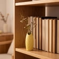 thumbnail image 6 of REGALWOVEN Small Ceramic Bud Modern Cylinder Vase, Matte Ribbed Decorative Flower Vase for Desktop, Shelf & Bathroom, Boho Yellow 2.4"L x 2.4"W x 5.1"H, 6 of 6