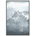 thumbnail image 3 of PixonSign Framed Canvas Print Wall Art Snow Covered Mountain Peak in Clouds Nature Wilderness Photography Realism Modern Landscape Expressive Blue for Living Room, Bedroom, Office - 24"x36" White, 3 of 5