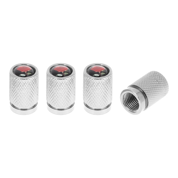 4 Pcs Tapones de Vástago de Válvula de Neumático Estilos 8x17mm Cubiertas de Válvula de Neumático Tono Plateado Aleación de Aluminio, Resina Epóxica