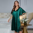thumbnail image 4 of Fjuchai Night Shirts for Women Sleepwear//Satin Nightgown//Womens Sleep Shirts// Night Dress for Women//V Neck Side Split Sleepshirt Short Sleeves Sleepwear, 4 of 8