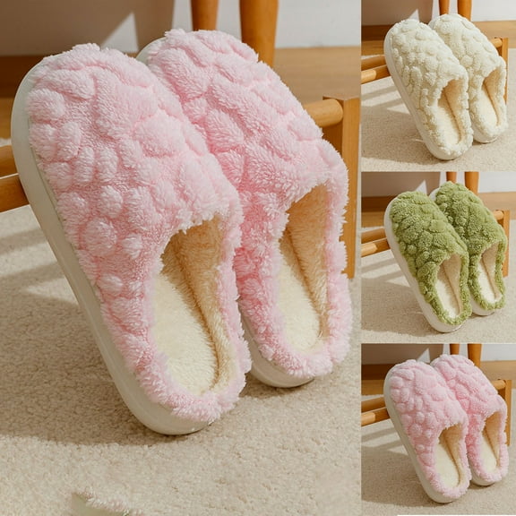 Eltusu Women Fuzzy Slippers, Thermal Fashion Soft Winter House Shoes Pink Size 5.5-8.5