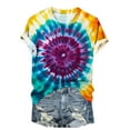 thumbnail image 4 of VBTAPA Womens Summer Tops Tie Dye Short Sleeve Round Neck T Shirts Casual Loose fit Blouses Limited Time Sales Multicolor S, 4 of 5