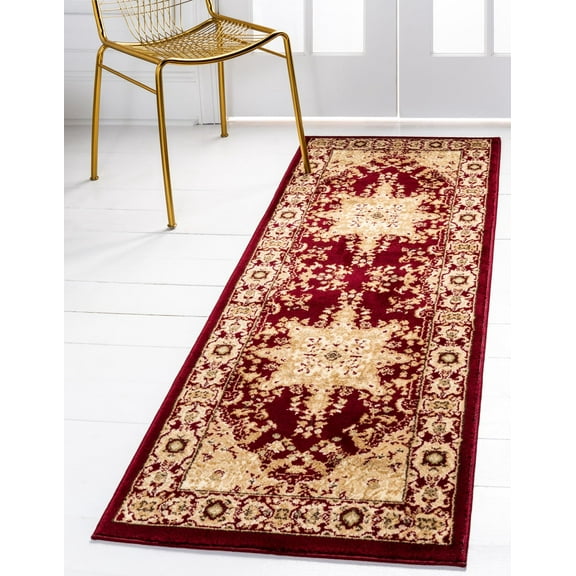 Unique Loom Versailles Collection Area Rug - Louis (2' 2" x 6' 1" Runner Red/Cream)