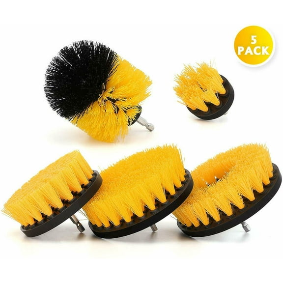 Drill Brush Attachments Power Cleaning Kit Scrubber Brush for Carpet, Car 5 Pack
