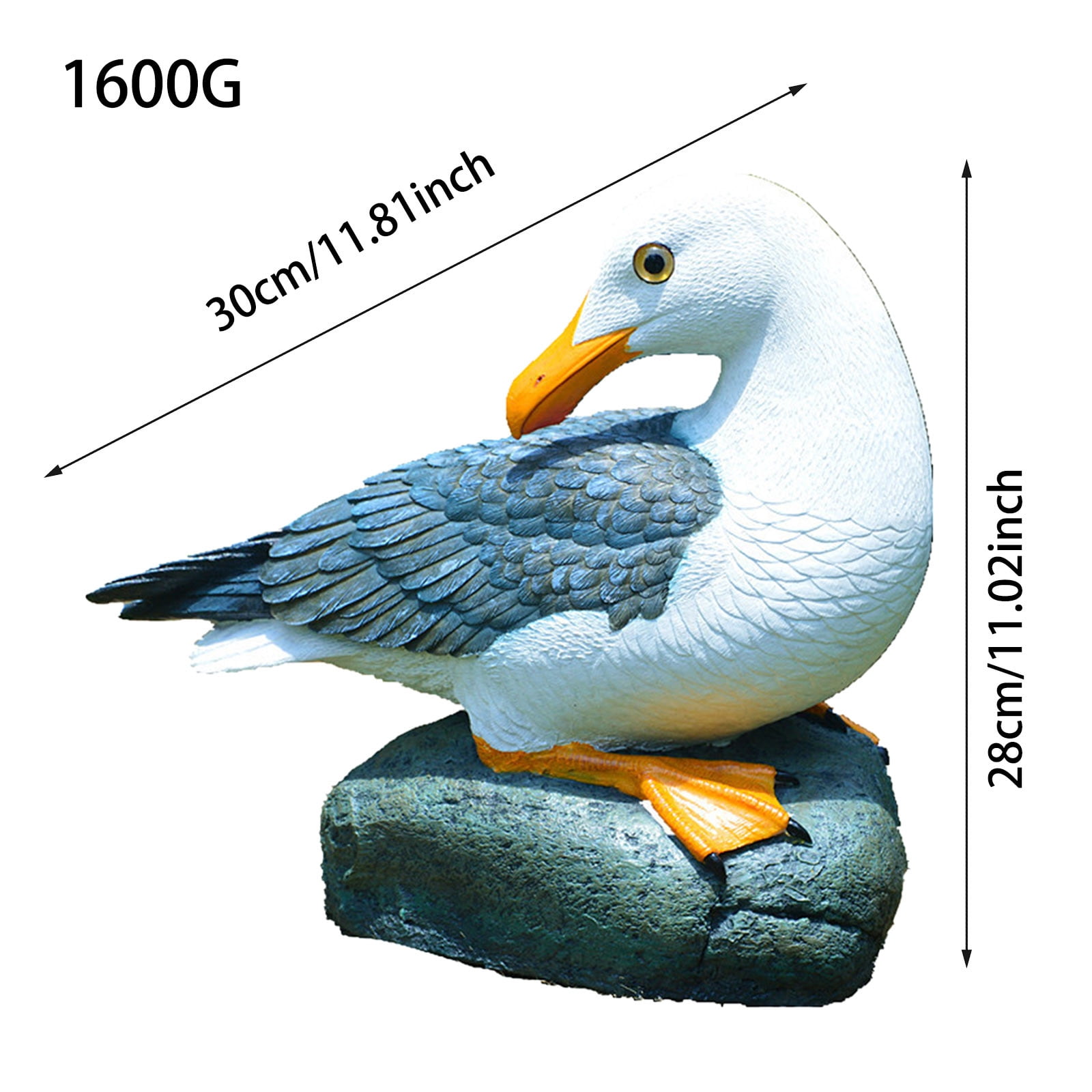 Real Seagull Outdoor Sculpture,Garden Bird Statue,Beach Statue Decor,Resin Animal Seabird Ornaments,Coastal Beach Decor,Patio Decor for Outdoor Table Decorfor Garden,Terrace,Lawn,Yard