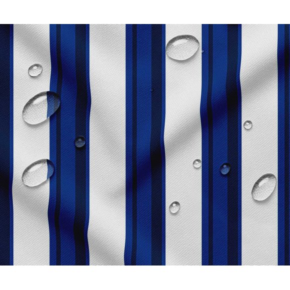 Soimoi 56 Inch Wide Waterproof Taffeta Fabric by The Yard | Blue Stripe Print | Outdoor Use for Furniture Covers, Umbrellas, Patio Decor & More