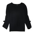 thumbnail image 1 of Alfani Womens Bow Sleeve Pullover Sweater, Black, Plus Size, Medium, 1 of 1