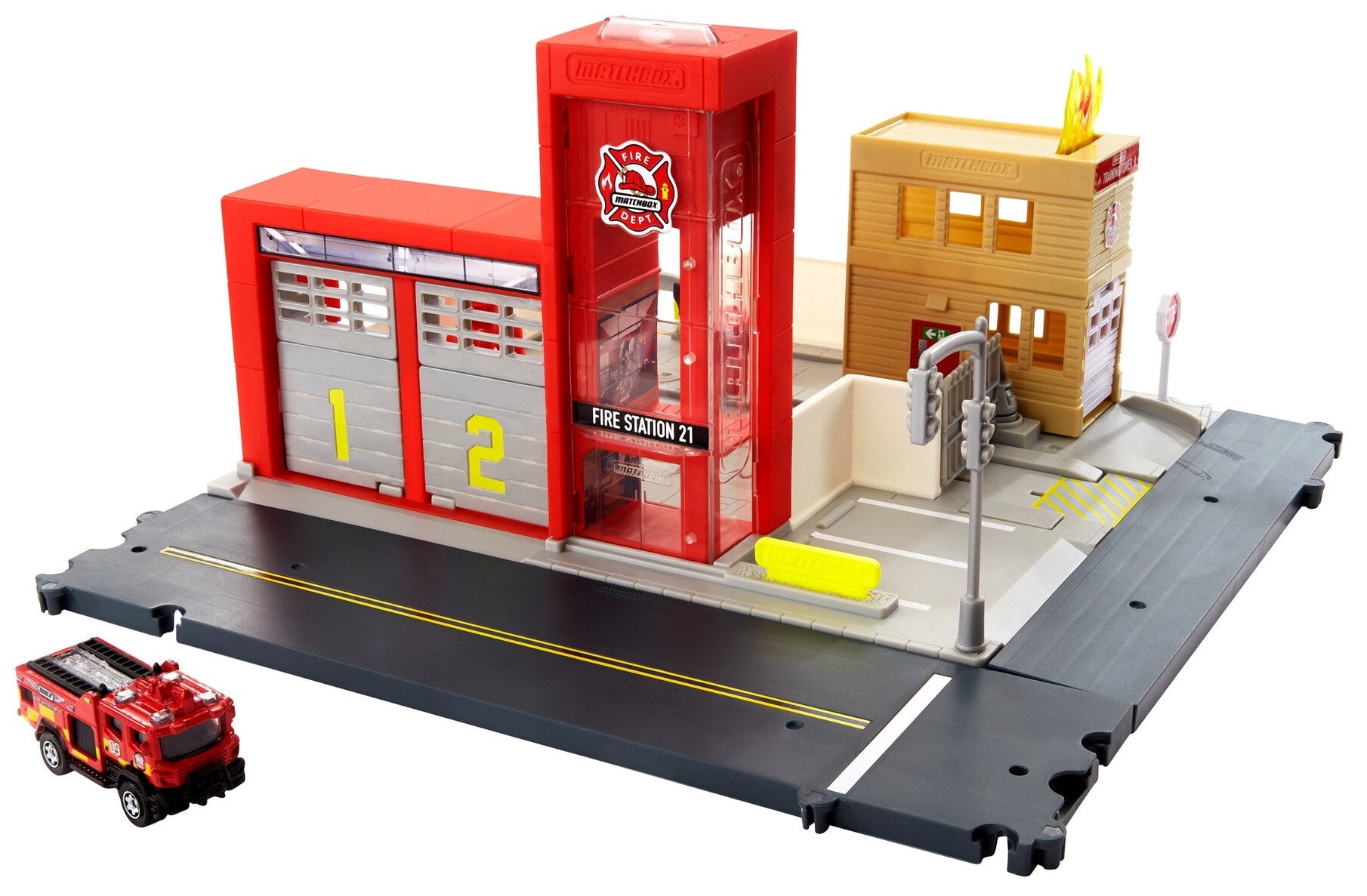 Matchbox Action Drivers Fire Station Rescue Playset with 164 Scale