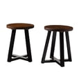 thumbnail image 3 of Pemberly Row 18" Solid Wood Distressed Wood Kitchen Stool - Mahogany, 3 of 6