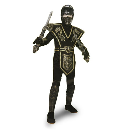 Ninja Warrior Black and Gold Costume Youth Size Large