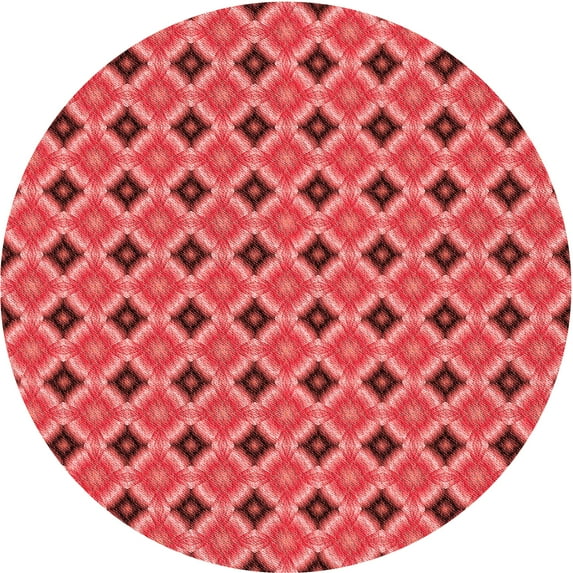 Ahgly Company Machine Washable Indoor Round Transitional Red Area Rugs, 5' Round