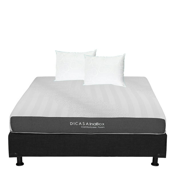Colchón en caja DICASA Queen Size Inabox + Box + 2 Almohadas