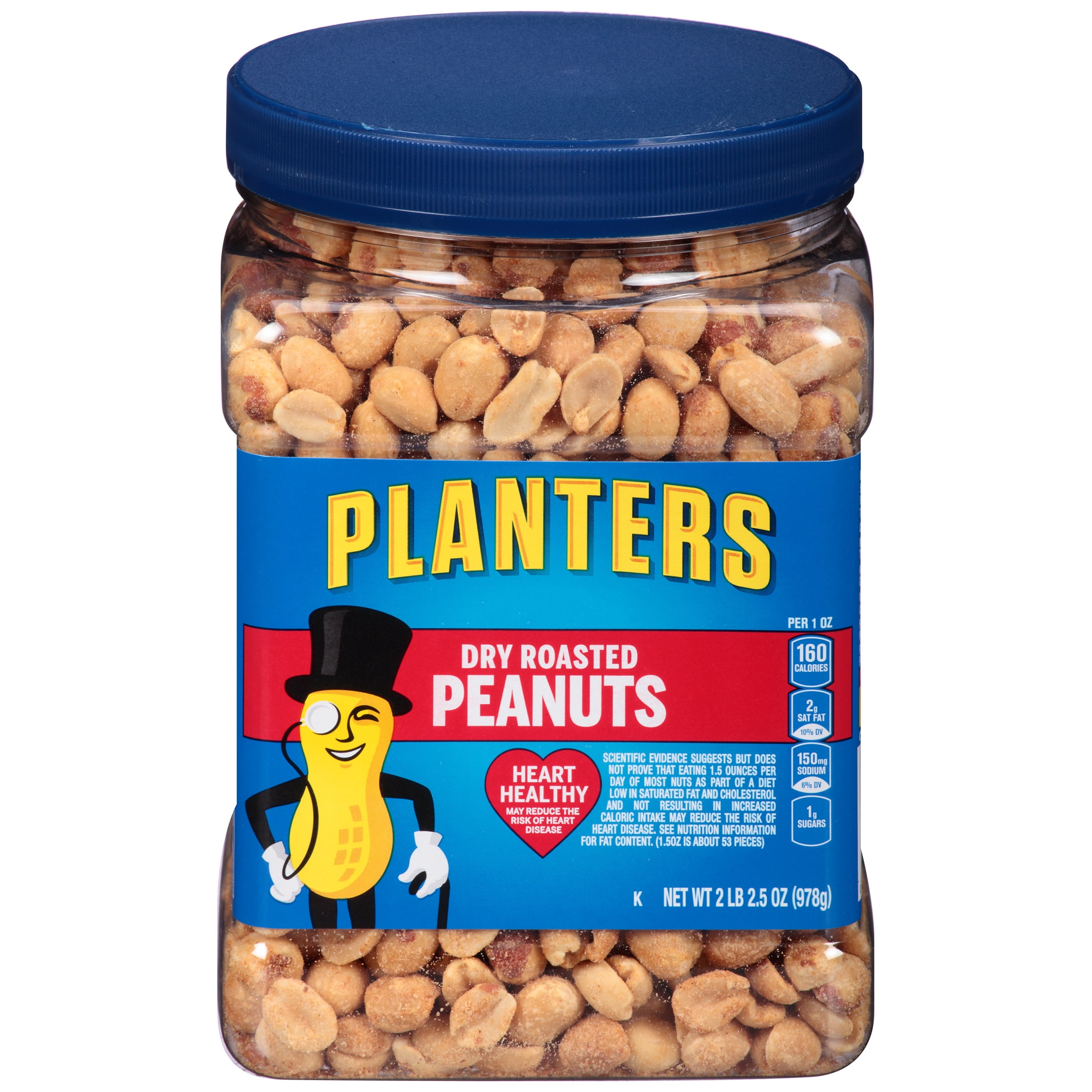 Planters Dry Roasted Peanuts, 2.16 lb Container