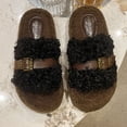 thumbnail image 6 of CHUMUD Women's Open Toe Platform Slippers Shearling-Lined Slip-On Slippers with Buckle Winter Fluffy House Bedroom Shoes, 6 of 6