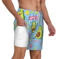 thumbnail image 2 of Kdxio Avocado Work Out Print Men'S Swim Trunks With Compression Liner 7 Inch Inseam Quick Dry Swim Shorts, 2 of 7