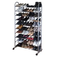 Simplify 10-Tier Mobile Rolling Shoe Rack 40 Pairs