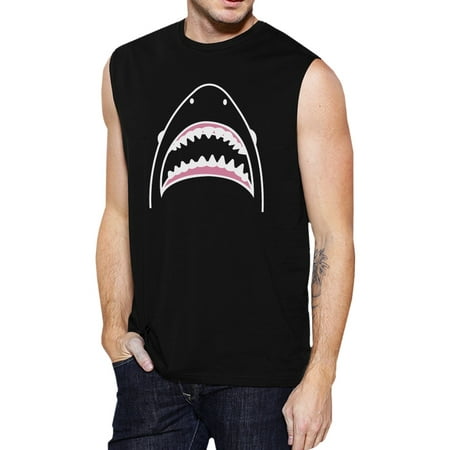 Shark Mens Black Lightweight Cotton Sleeveless Muscle Tank