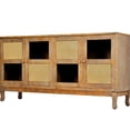 thumbnail image 7 of Antique brown accent cabinet with glass + Japanese rattan design for entryway and living room, 7 of 7