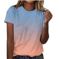 thumbnail image 6 of Ichuanyi Womens Summer Tops Trendy Gradient Color Print Short Sleeve Tshirts Shirts Crew Neck T Shirts Fashion, 6 of 7