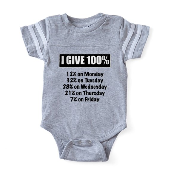 CafePress - I Give 100 Percent - Cute Infant Baby Football Bodysuit