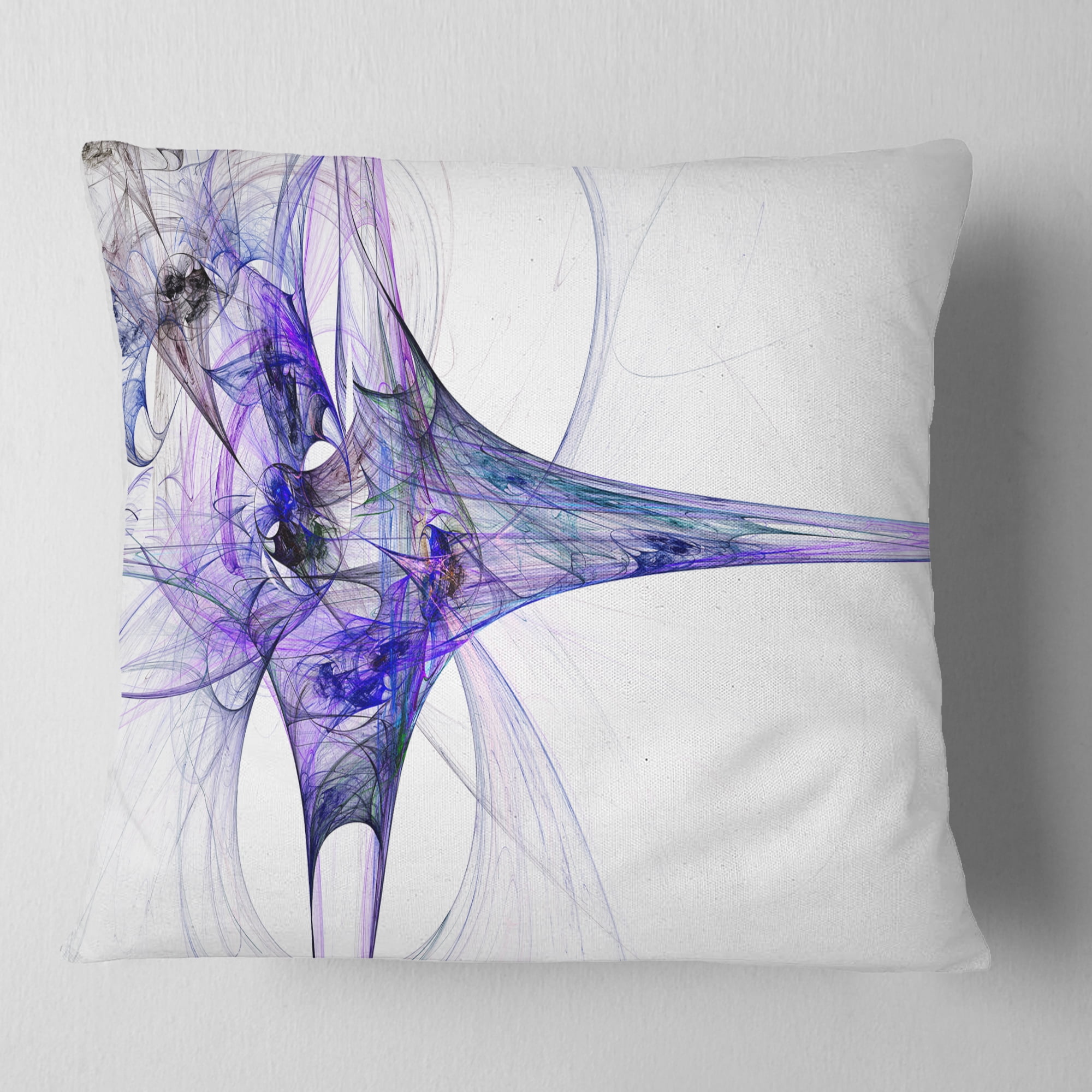 Designart Large Fractal Artwork Blue - Abstract Throw Pillow - 16x16