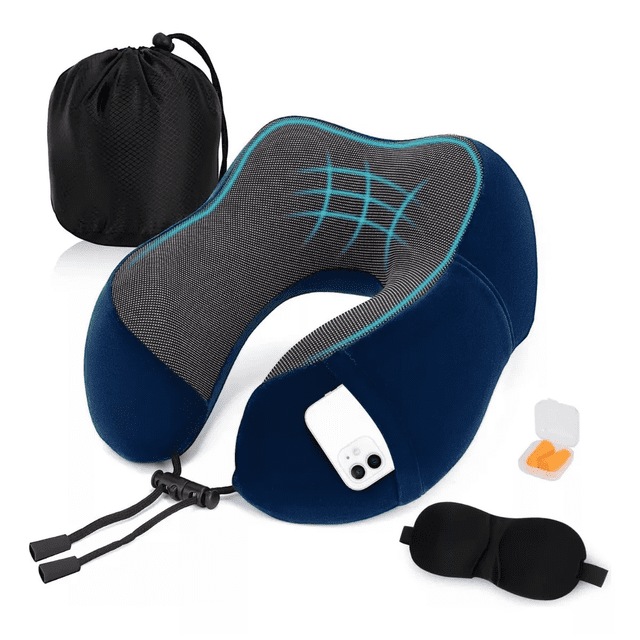 Almohada De Viaje Almohada De Cuello Con 100% Espuma Azul Marino