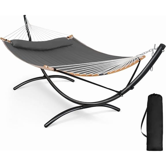 SUNCREAT Hammocks Standing Patio Hammock, Portable Hammock with Stand Foldable, Patent Pending, Dark Gray
