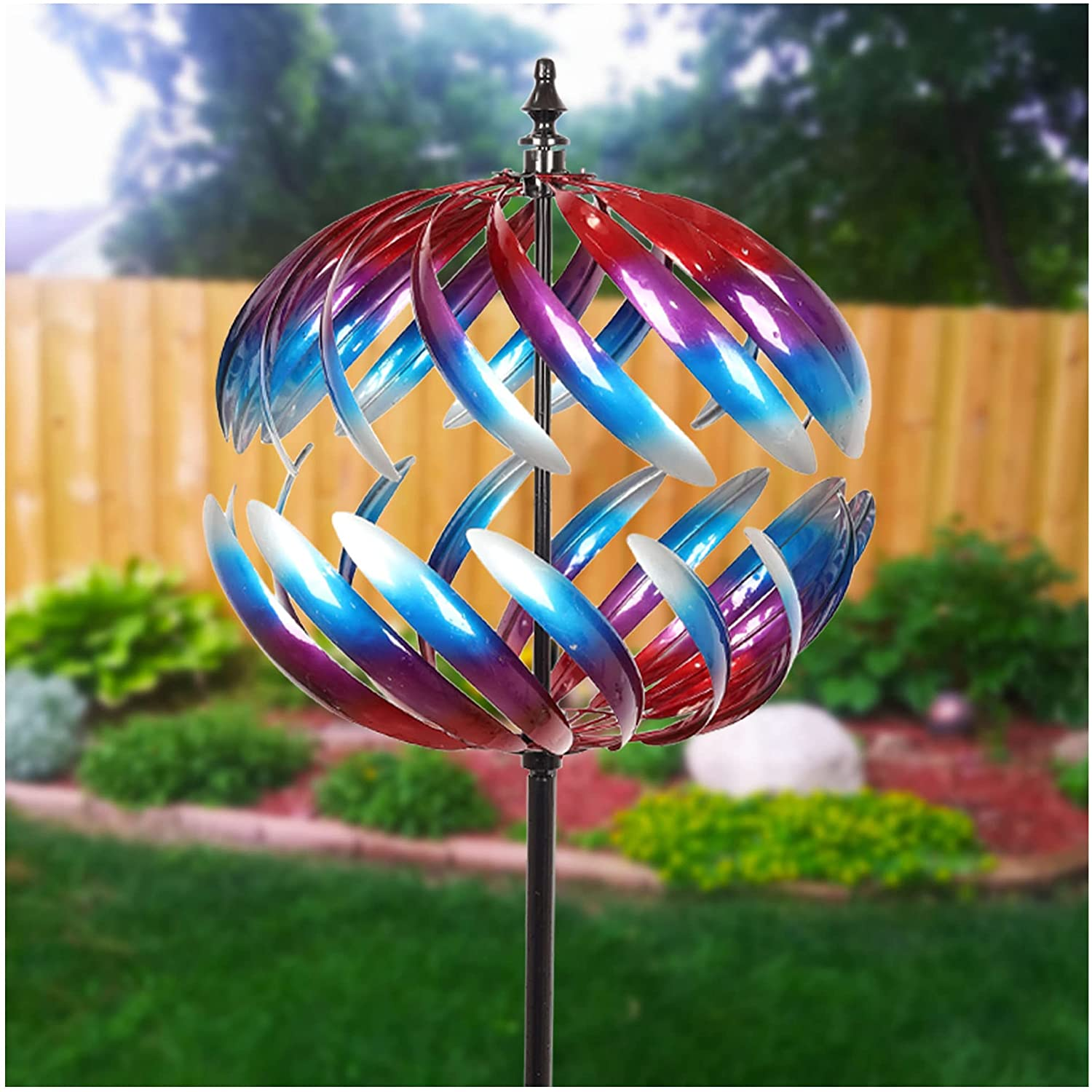 Colorful Double Wind Spinner 60" Outdoor Yard Art Garden Decoration Rainbow New 