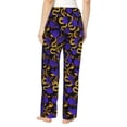 thumbnail image 3 of Xecao Golden Snake And Purple Rose Women's Straight Lounge Pajama Pants: The Epitome of Relaxed Sleepwear, 3 of 9