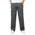 thumbnail image 1 of Mens Cotton Plus Size Pocket Solid Elastic Waist Pants Overall Pants, 1 of 6
