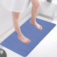 thumbnail image 6 of Wavy Striped Bathroom Rug, 15.75 x 23.62 In Velvet Fleece Foam Non Slip Machine Washable Bath Mat, Blue, 6 of 7