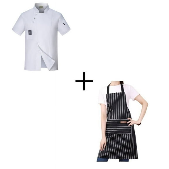 Female Chef Short Sleeve Uniform Kitchen Restaurant Chef Jacket Shirt Bakery Breathable Chef Skirt Chef Jacket Apron