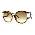 thumbnail image 6 of Womens Unique U Arm Round Exposed Lens Minimal Designer Sunglasses Tortoise - Brown, 6 of 8