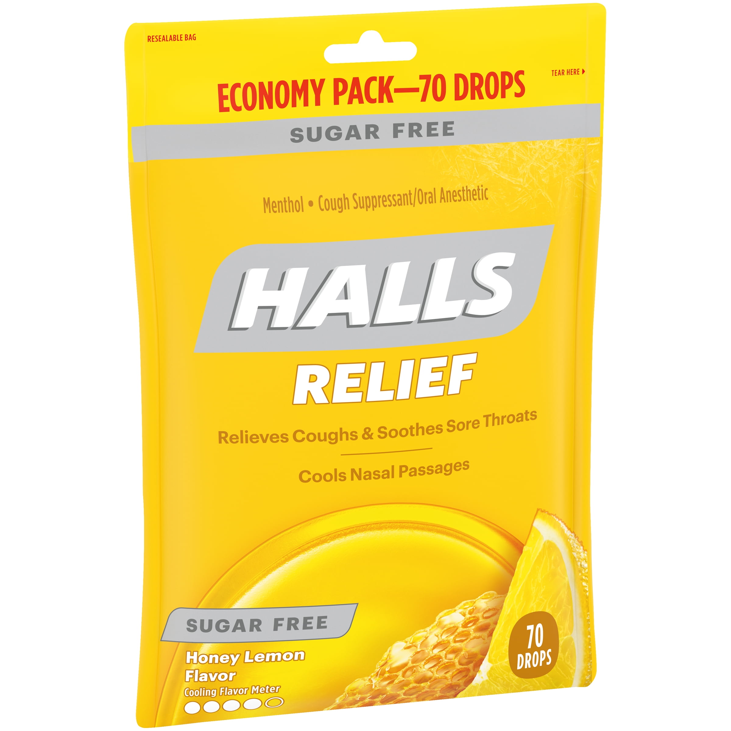 (12 pack) HALLS Relief Honey Lemon Sugar Free Cough Drops, Economy Pack, 70 Drops