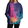 thumbnail image 4 of WTOBBY Women's Tie-Dye Graphic Hoodie, Oversized Casual Pullover, Long Sleeve Patchwork Print Sweatshirt with Vibrant Colors and Street Style Design,Blue L, 4 of 6