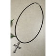 thumbnail image 4 of Unisex Large Stainless Cross Black Leather Cord Necklace – 24 inch, 4 of 5