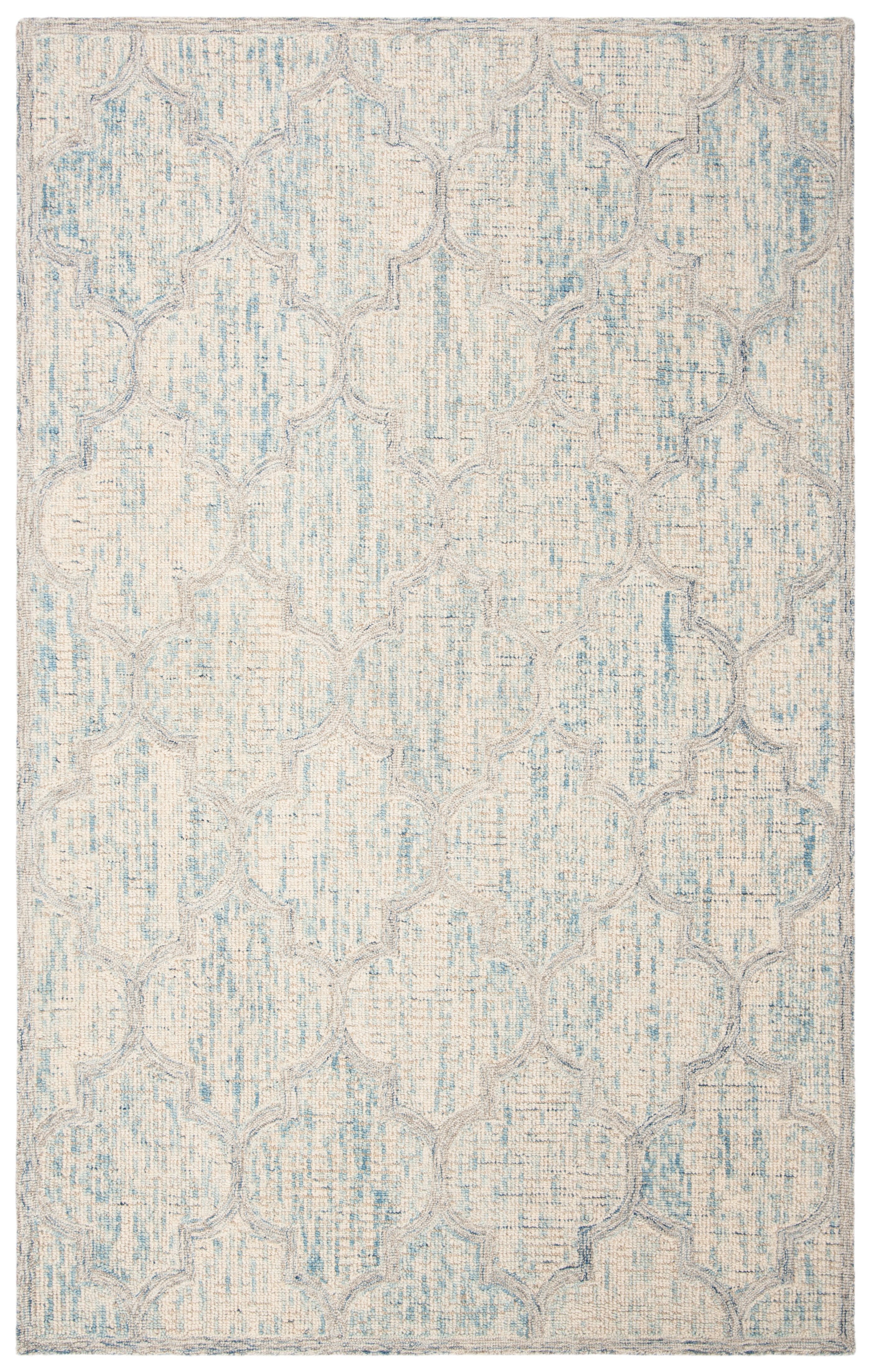 SAFAVIEH Abstract Clarette Geometric Wool Area Rug, Ivory/Light Blue, 5' x 8'