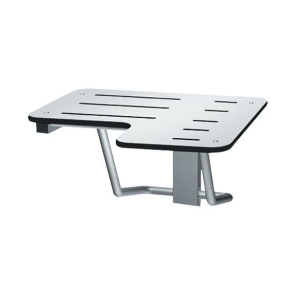 ASI-8206-L-28 - Folding Shower Seat - L-Shaped, Left Hand, ADA - Solid Phenolic, White - 28"W