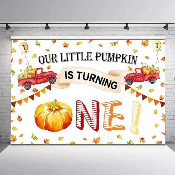 Pumpkin1st Birthday Party Backdrop Little Pumpkin is Turning One Photography Background Fall Autumn Maple Leaves First Birthday  Baby Shower Party Decorations Banner Supplies Photo Booth Props