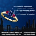 thumbnail image 2 of Gem Stone King 10K Yellow Gold Blue Created Sapphire and Red Created Ruby Engagement Ring for Women | 1.50 Cttw | Oval 7X5MM | Gemstone September Birthstone | Size 5, 2 of 6