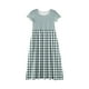 thumbnail image 5 of Girls Summer Sundress Plaid Maxi Dress Short Sleeve Casual Summer Dresses with Pockets Perfect for Parties & Daily Wear ,Sie:150, 5 of 6