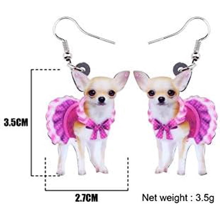 NEWEI Chihuahua Enamel Dangle Earrings - Cute French Clip Earrings For Women & Dog Lovers 3 thumbnail image