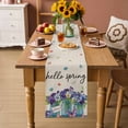 thumbnail image 3 of Table Runner - 90 Inch Long, Hello Spring Kitchen Dining Table Runner Dresser Scarves, Pastoral Purple Bottle Floral Rustic Burlap Farmhouse Decor for Coffee Tables Wedding Party Banquet, 3 of 8